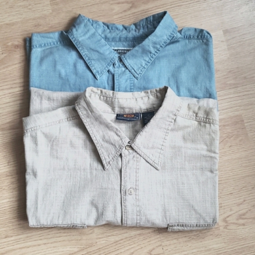 Lot of 2 Vtg Route 66 Cotton Denim Short-Sleeve 2 pocket Shirts Size 3X